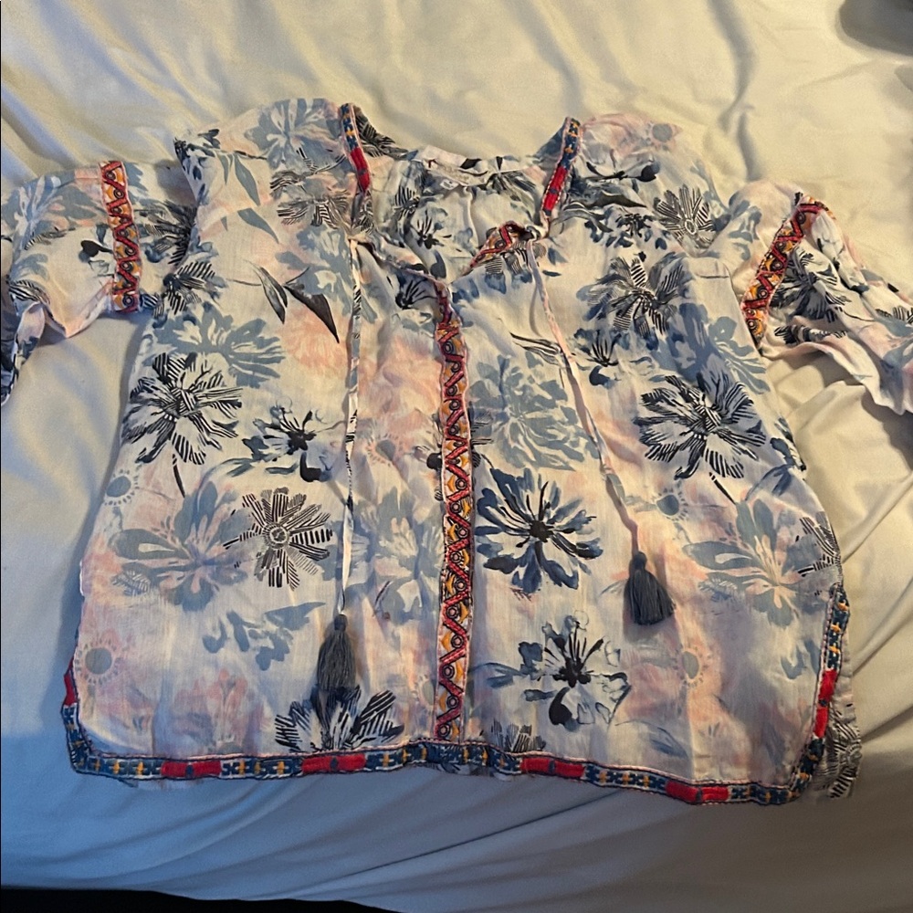 Johnny Was Floral Embroidered Top - Beautiful Multi-Color